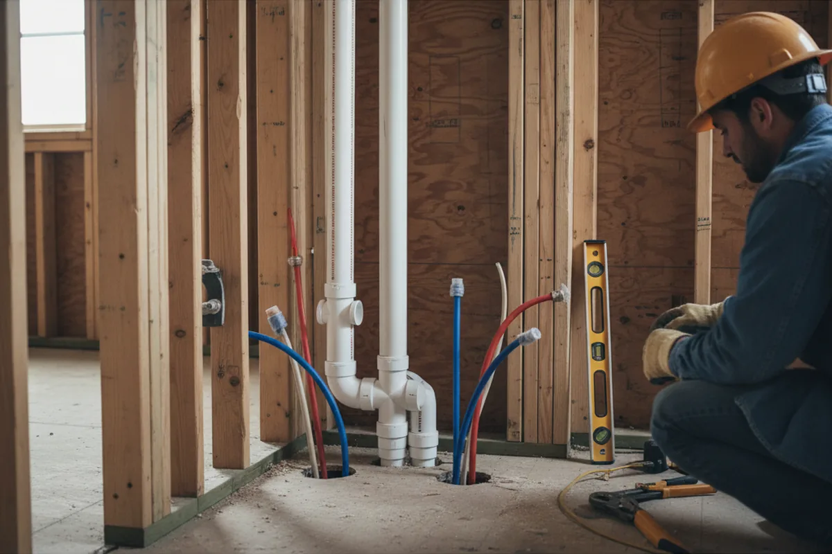 Drain and supply rough-in during Drain Cleaning in Livingston